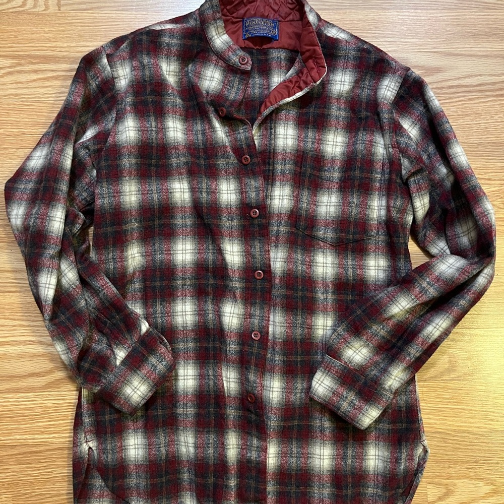 Plaid Button-Up 100% Wool Shirt